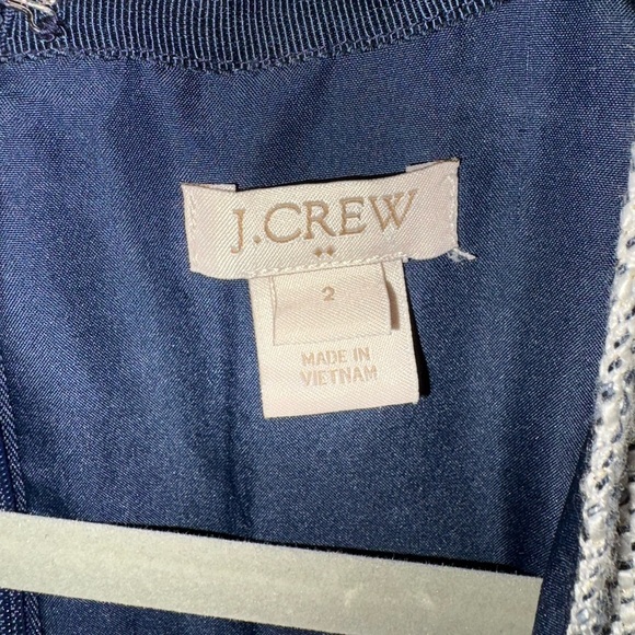 J Crew Eyelet Lace Tweed Sheath Dress | Navy White Grey Sleeveless Tank | Size 2 - Picture 4 of 4